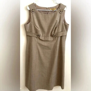 Alex Marie Dress Women’s Sheath Sz 14 Tan Brown Sleeveless Career Work Office